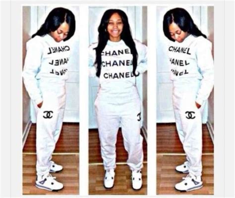 chanel blanc white|chanel sweatpants black and white.